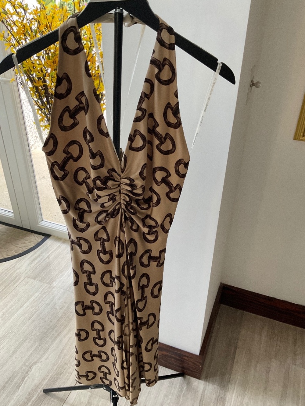Chetta B beautiful brown/tan halter silk dress Size 8